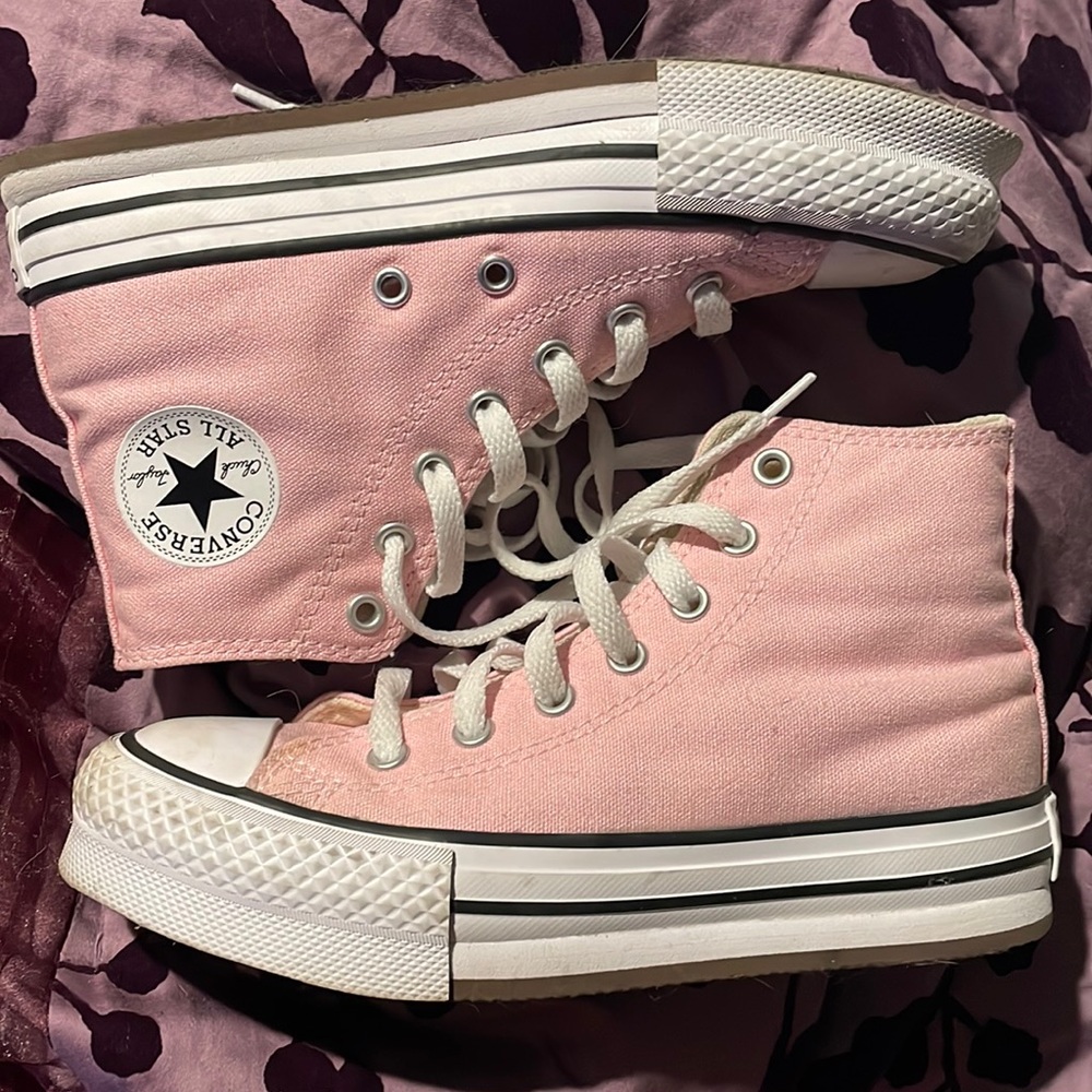 Kids Pink Converse Platform shoes